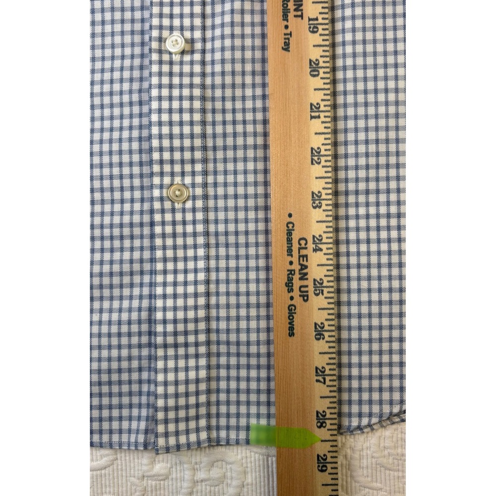 Banana Republic Men XS No-Iron Standard Fit Dress Shirt Blue White Gingham Check - Picture 5 of 7